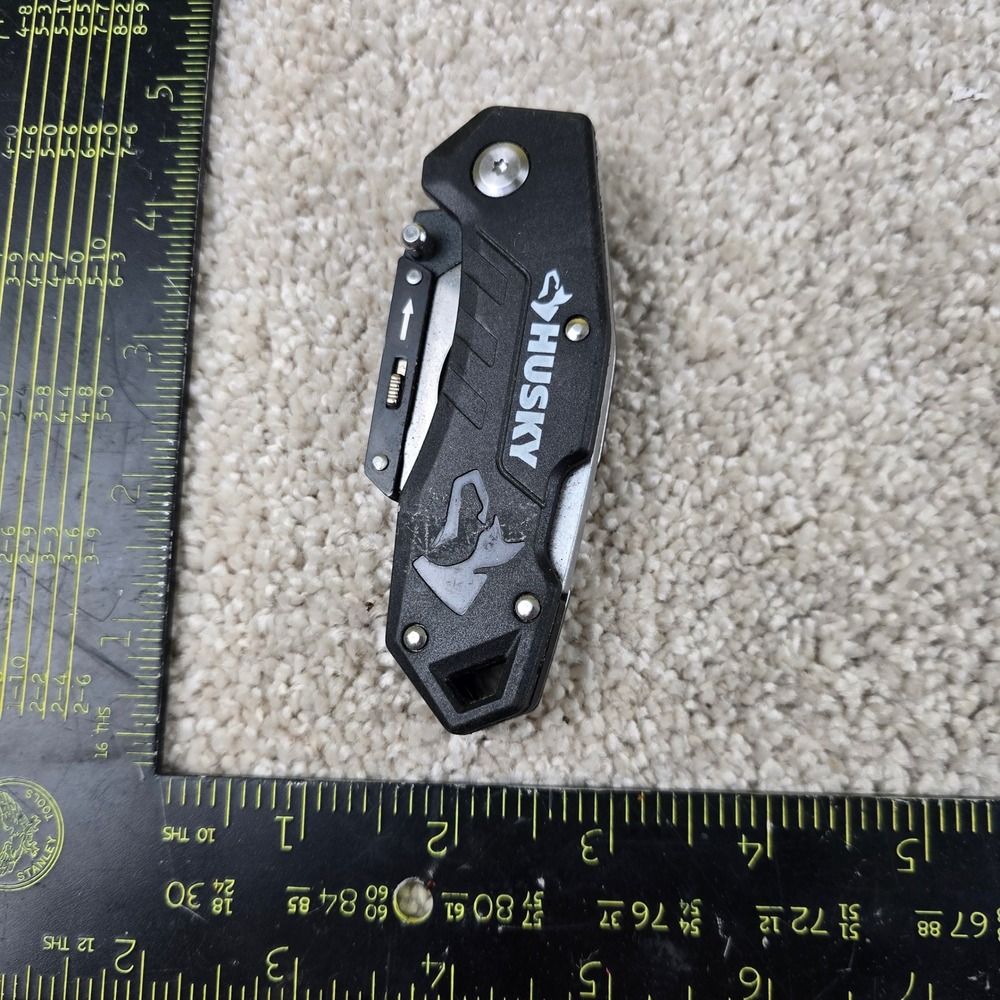 Husky Utility Knife Black Folding‎ Quick Change Pocket Clip Tool